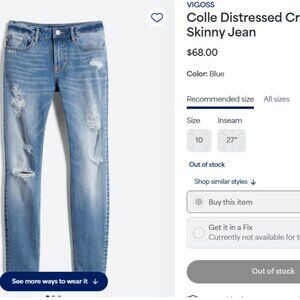 Vigoss Colle distressed cropped skinny jeans Size 30